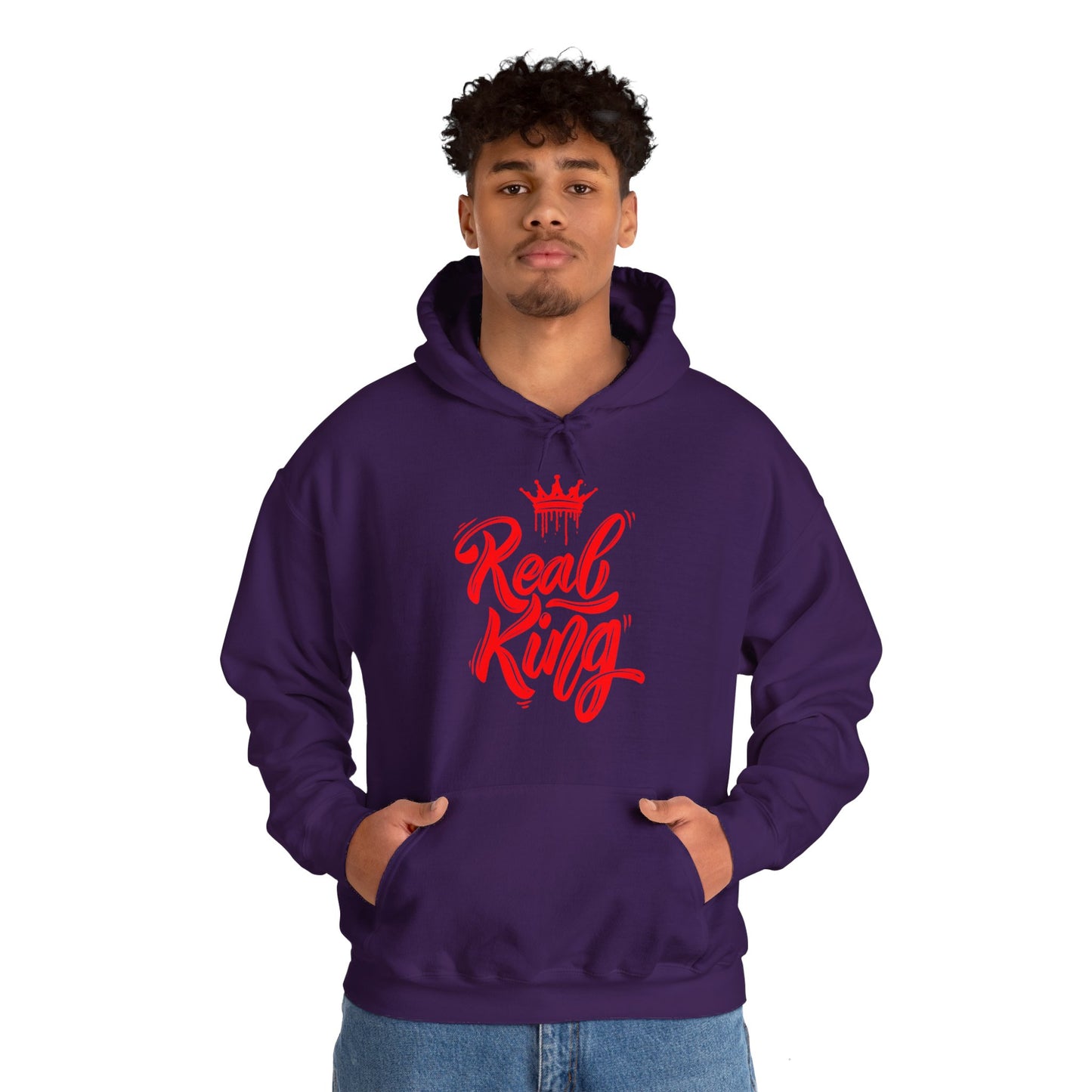 Real King, red text, Hoodie