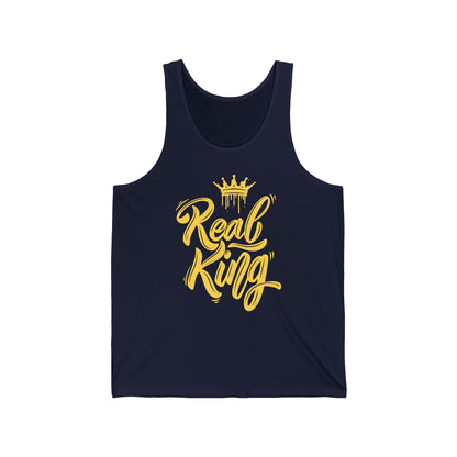 Real King, gold text, Tank Top