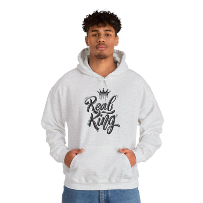 Real King, black text, Hoodie